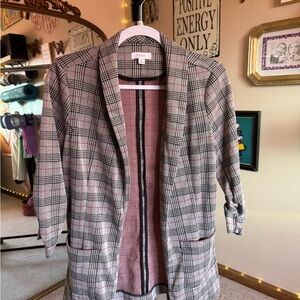 Candie's Plaid Blazer - Black and Pink